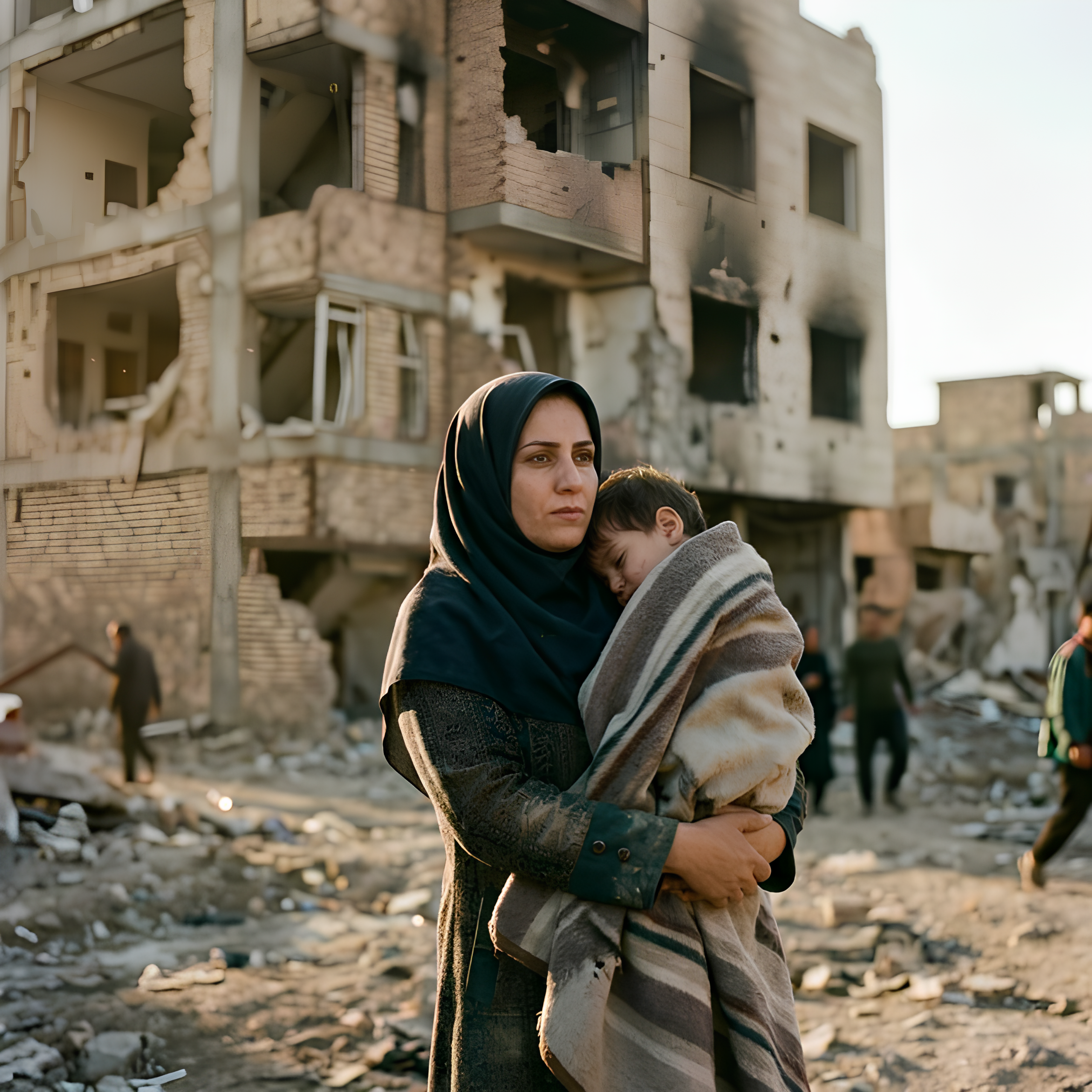 Iranian civilians during humanitarian crisis